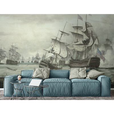 Non-woven wallpaper Ship Battle Art wall decor Painting Home wall mural