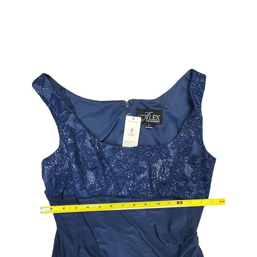 Alex Evenings Women's Navy Sparkle Sleeveless Scoop Neck Lace Evening Dress - 8 - Bild 6 von 9