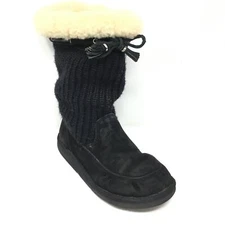 Women's Ugg Australia Suberb Crochet Winter Boots Shoe Size 7 B Black Suede AF15