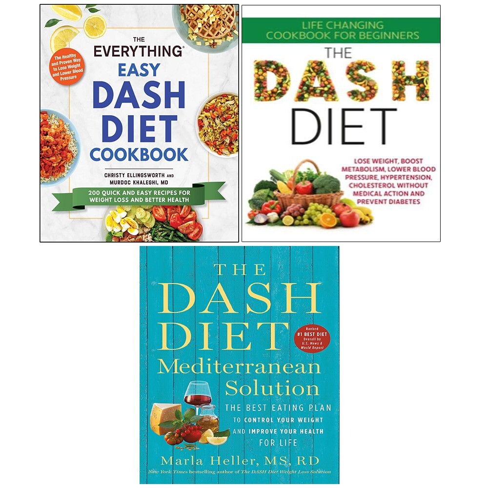 Dash Diet Mediterranean Solution,Everything Easy DASH Diet Iota 3 Books Set NEW