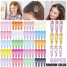 80pcs Girl Hair Clips Snap Hairpins Slides Women Kids Baby School Grip Set UK