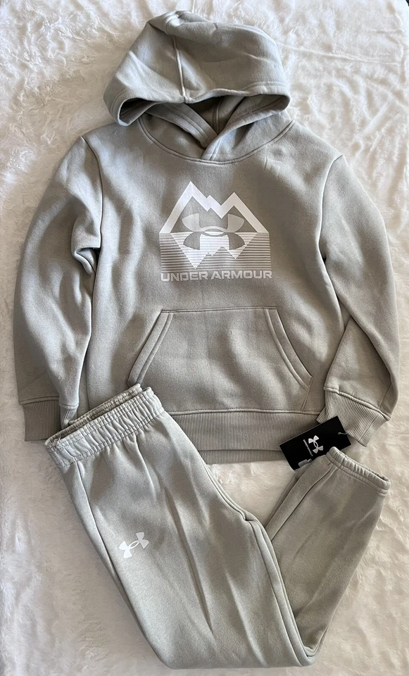 UNDER ARMOUR маленький мальчик флис костюм комплект - толстовка с капюшоном/бегунов 2 изделия комплект - Изображение 4 из 4