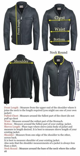 Herren Original Schwarz Leder Motorrad Jacke Lammfell Trendy Punk Jacke MJ44 - Bild 3 von 4