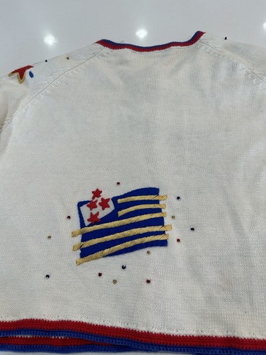VINTAGE 1994 Michael Simon Womens American Flag Sweater Size 1 - Picture 13 of 17