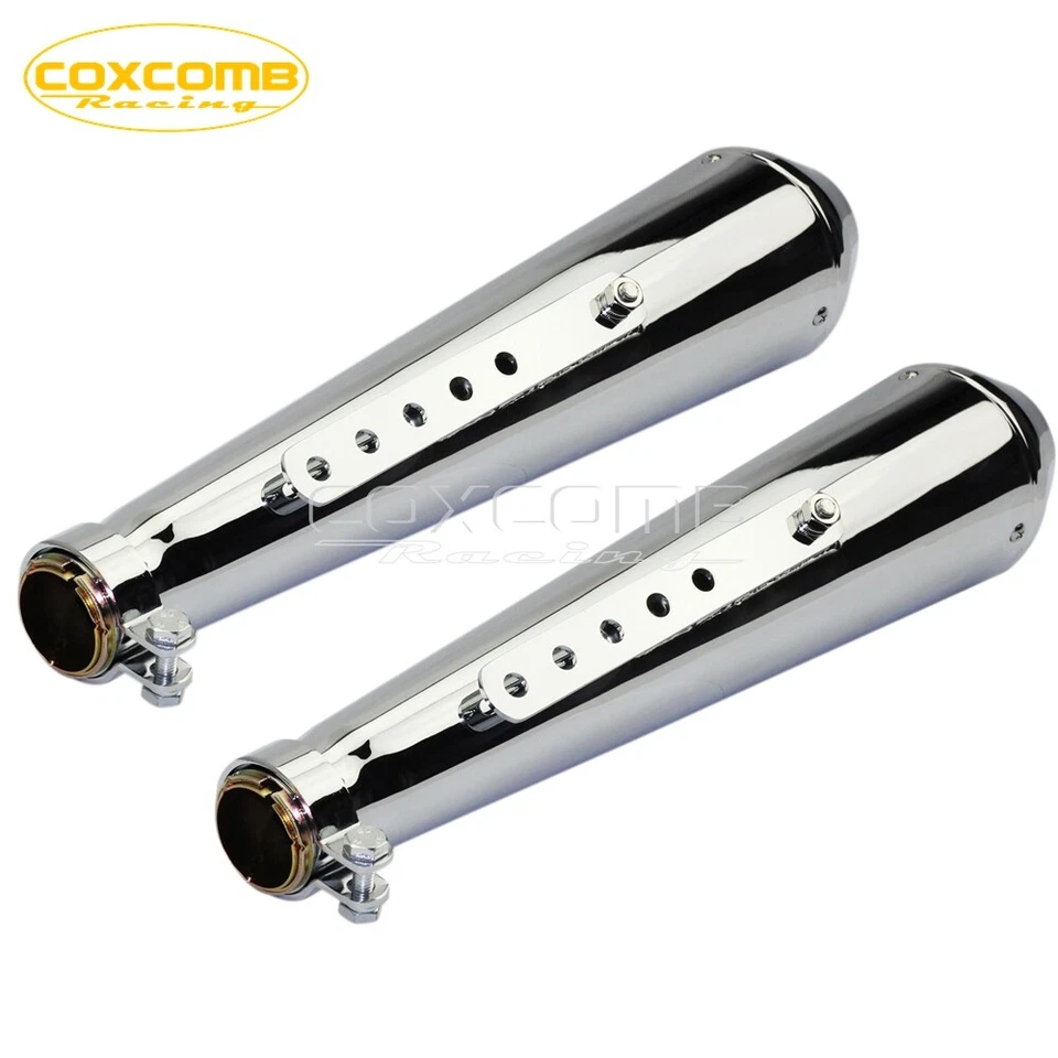 2Pcs Universal Motorbike Exhaust Silencer Reverse Cone Shorty Megaphone Muffler - Image 4 of 4