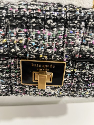 NEW Kate Spade York Evelyn Sequin Tweed Small Shoulder Crossbody - Picture 3 of 8