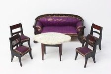 Antique German Dollhouse Kestner Parlor Set Boullle Stenciling 1:12 Miniature