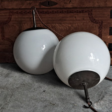 Large Opaline Globe Pendants by 'Falks' England
