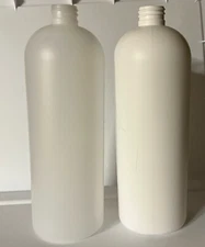 16 32-oz HDPE Bullet Bottles,  8 White & 8 Natural w/Pump Tops