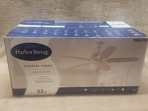 Harbor Breeze, 52" Coastal Creek LED Ceiling Fan with Light Kit w Frosted Shade