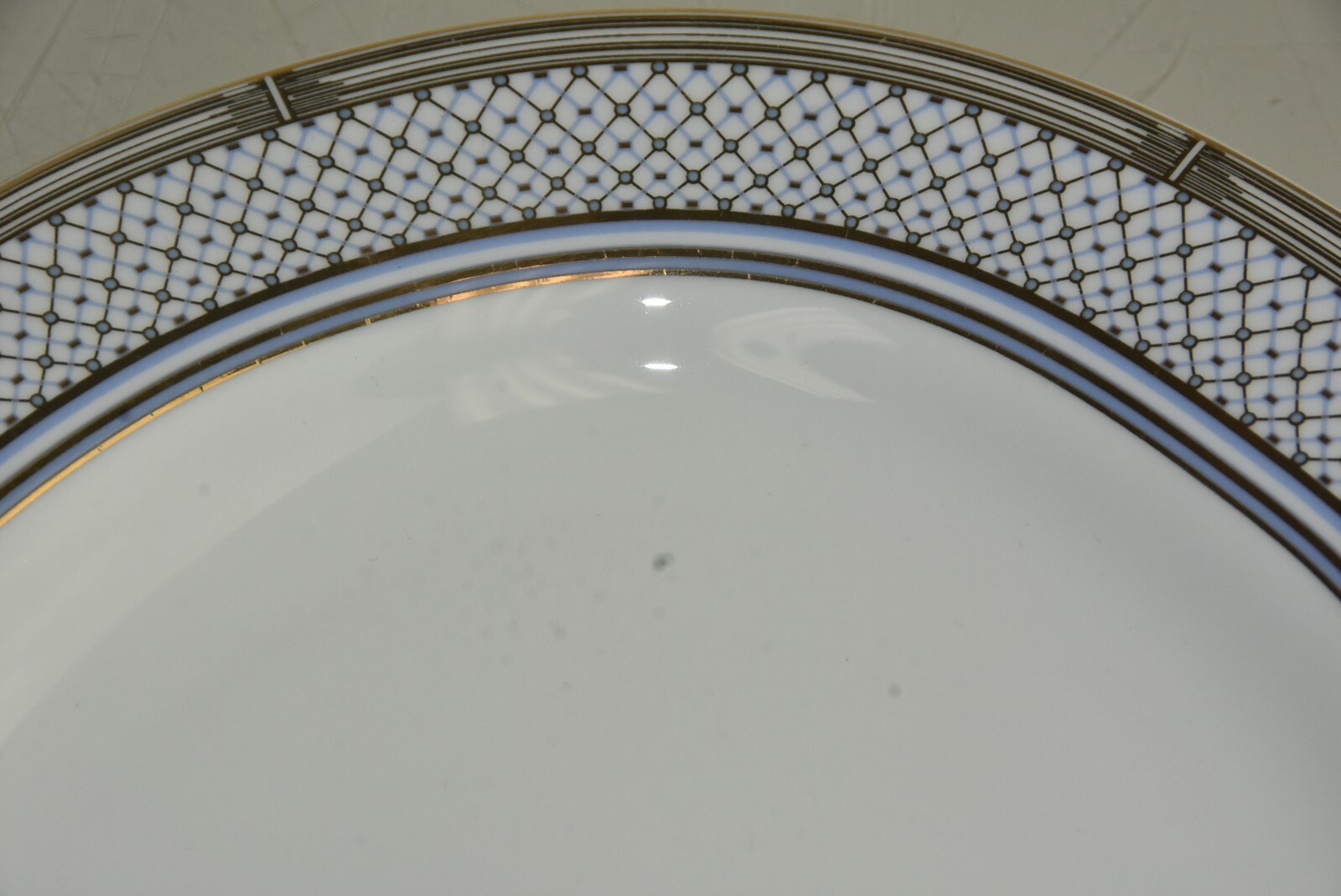 Plat Ovale Gorham Lenox Chancellor - 14 Pouces, Blanc Bleu Or, Neuf En Boîte