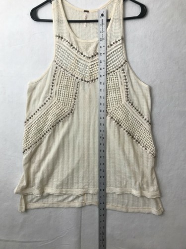Free People Feel Free White Ivory Top Macramé Detailing Metal Hardware Sz Small - Picture 6 of 8