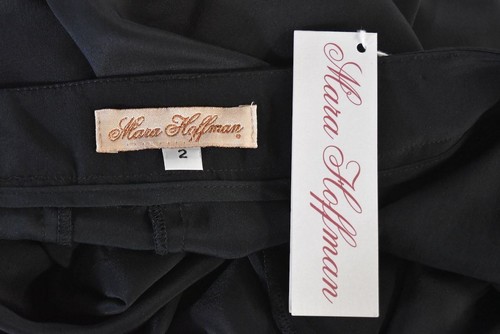 NUEVOS Pantalones de Mujer Mara Hoffman Talla 2 Negro Liso Seda Vestido Pantalones Nuevos con Etiquetas - Imagen 3 de 4