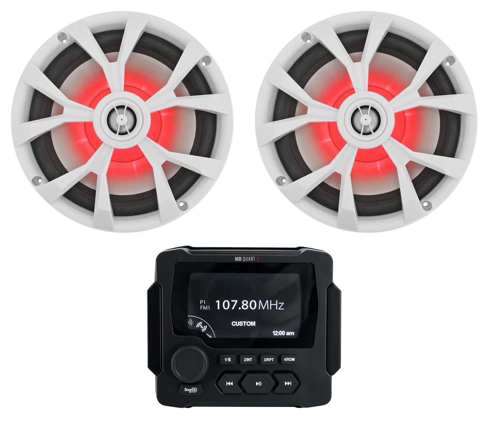 Морской / лодочный ресивер MB Quart GMR-LED с Bluetooth / USB + (2) 8 белыми светодиодными динамиками