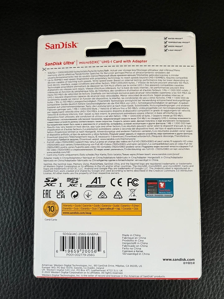 Tarjeta de memoria SanDisk 256 GB Ultra Micro SD con adoptador - totalmente nueva Foto 2 de 2