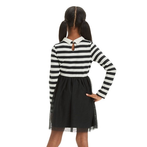Cat & Jack Girls Long Sleeve Halloween Striped Tulle Dress 90628278 Black M - Picture 2 of 7