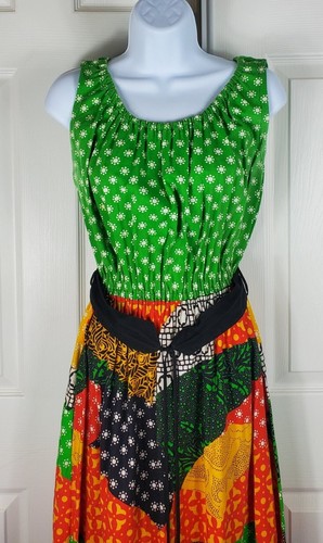 Vintage 70s Hippie Boho Festival Dress Multicolor Patchwork Cardinal Cotton Co. - Picture 2 of 15