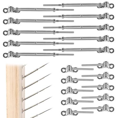 10Pairs Cable Railing Kit 1/8 Swage Toggle Turnbuckle Hardware T316 Stainles