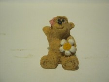 Very Tiny Resin Teddy Bear With Flower And Pink Bow, 1" MW-29 