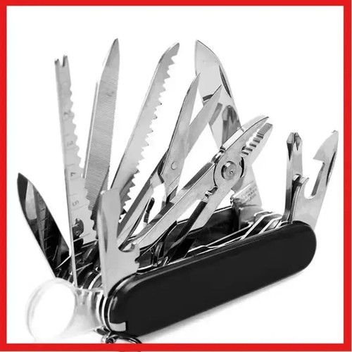 Coltello Tascabile Multifunzione 30 Funzioni Base Multiutensile Svizzero Utensili Manuale Esercito - Foto 13 di 26