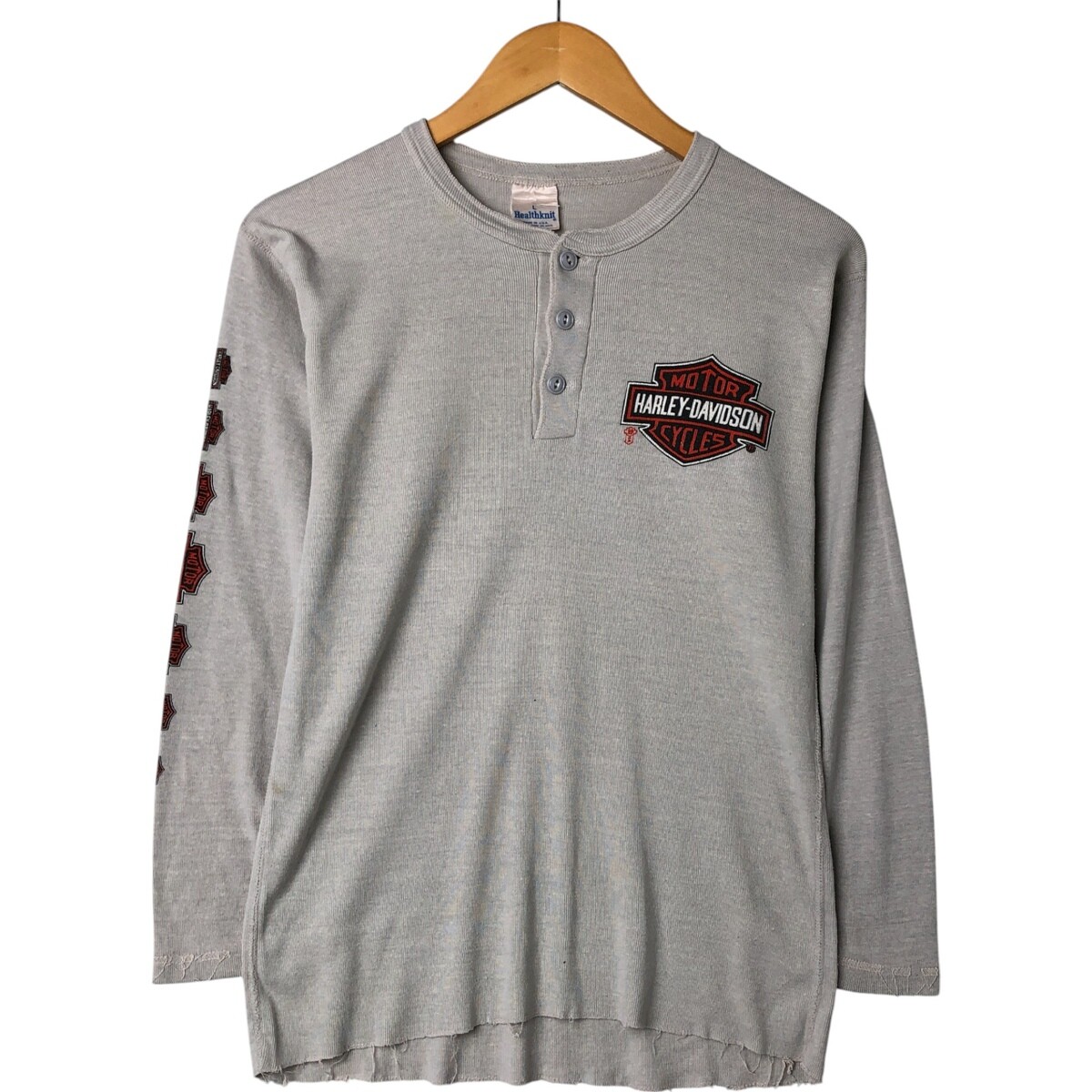 Healthknit Harley Davidson Henley neck back print thermal