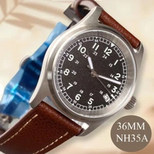 36mm Tandorio Black Grain Dial NH35A 20ATM Diver Automatic Mens Watch Sapphire