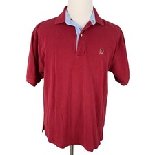 Tommy Hilfiger Polo Shirt Men Large Vintage 90  s Lion Crest Deep Red