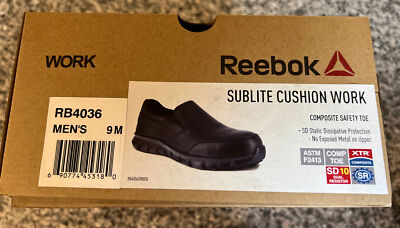 Reebok Sublite Cushion Work RB4036 Men's Athletic Slip On - Size 9M- New