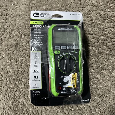 Commercial Electric 600V True RMS Auto Ranging Digital Multimeter W/ Temp