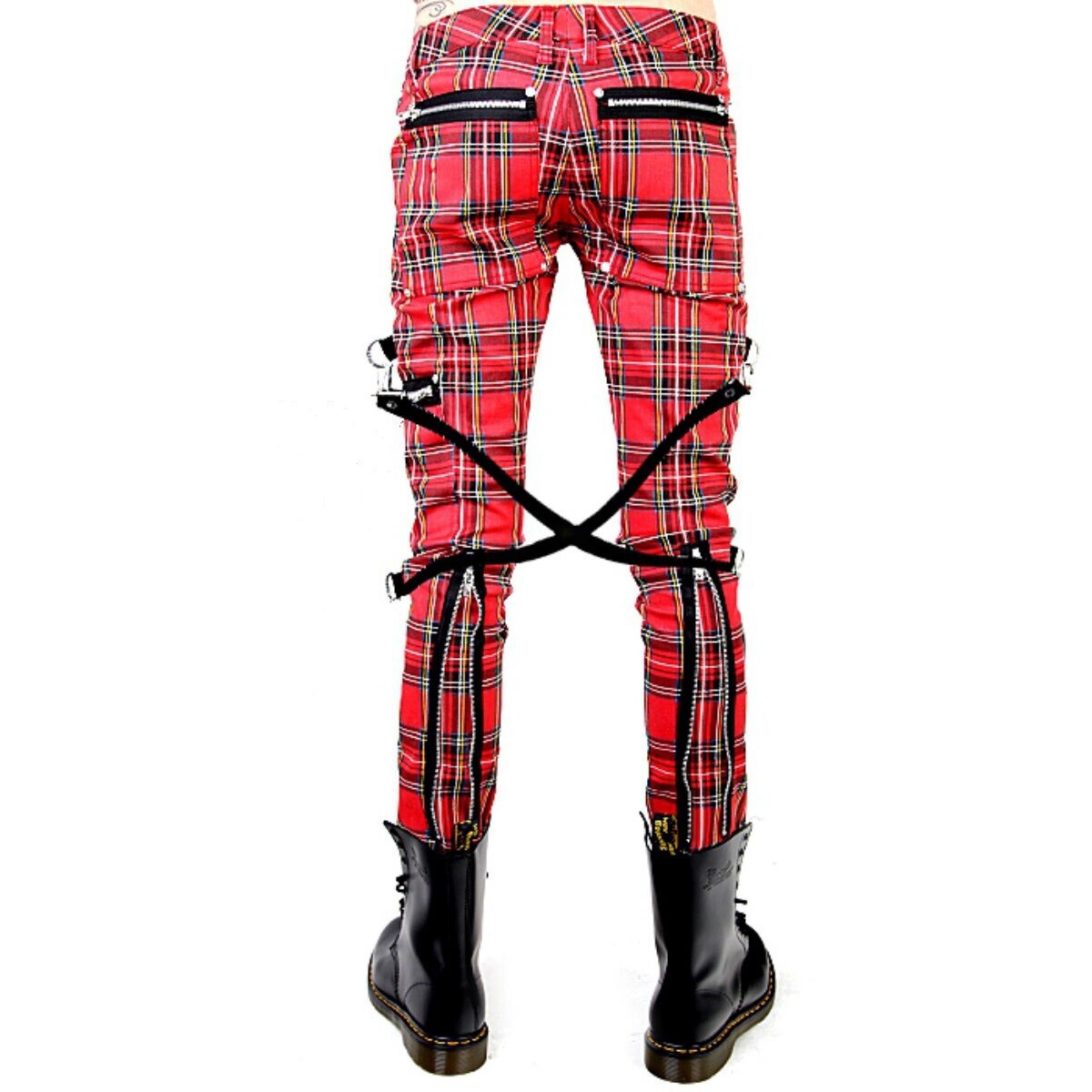 check studs bondage pants punk Rock 鋲 Studded Pants, Punk Rocker Tartan and Pvc Tight Pants - Etsy