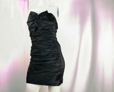 MASQUERADE New Black Silver Gray Solid Women Strapless Formal Dress Size M