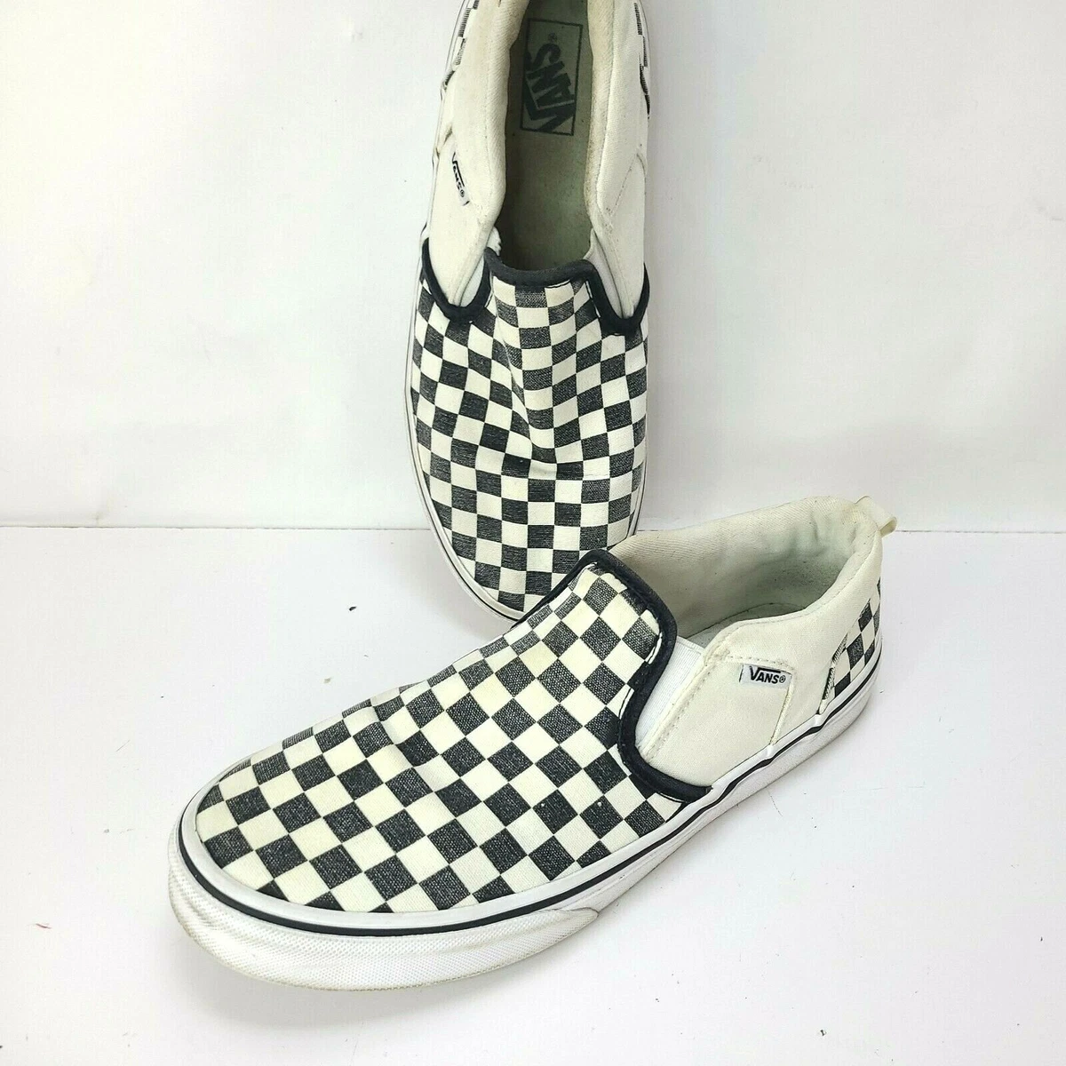 Vans Youth 6 Classic Slip On Skate Shoes Black White Checkerboard 721366