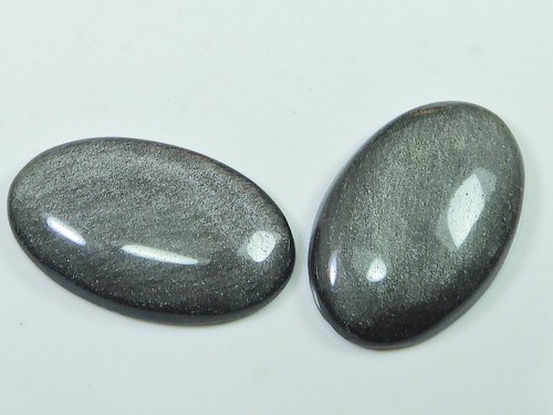 39-40MM Silver Obsidian Oval Stone Oval Pcs Cabochon Loose Gemstone 91Cts. - Picture 3 of 9