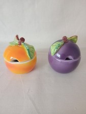 Villery & Boch Lidded Apricot and Plum Preserve Pots