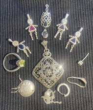 25.2 Grams of Sterling Silver Birthstone Charms Pendant Rings Earrings