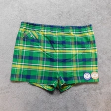 Vintage Penneys Towncraft Swim Trunks Green Plaid Glendive Montana 70 71 Patches