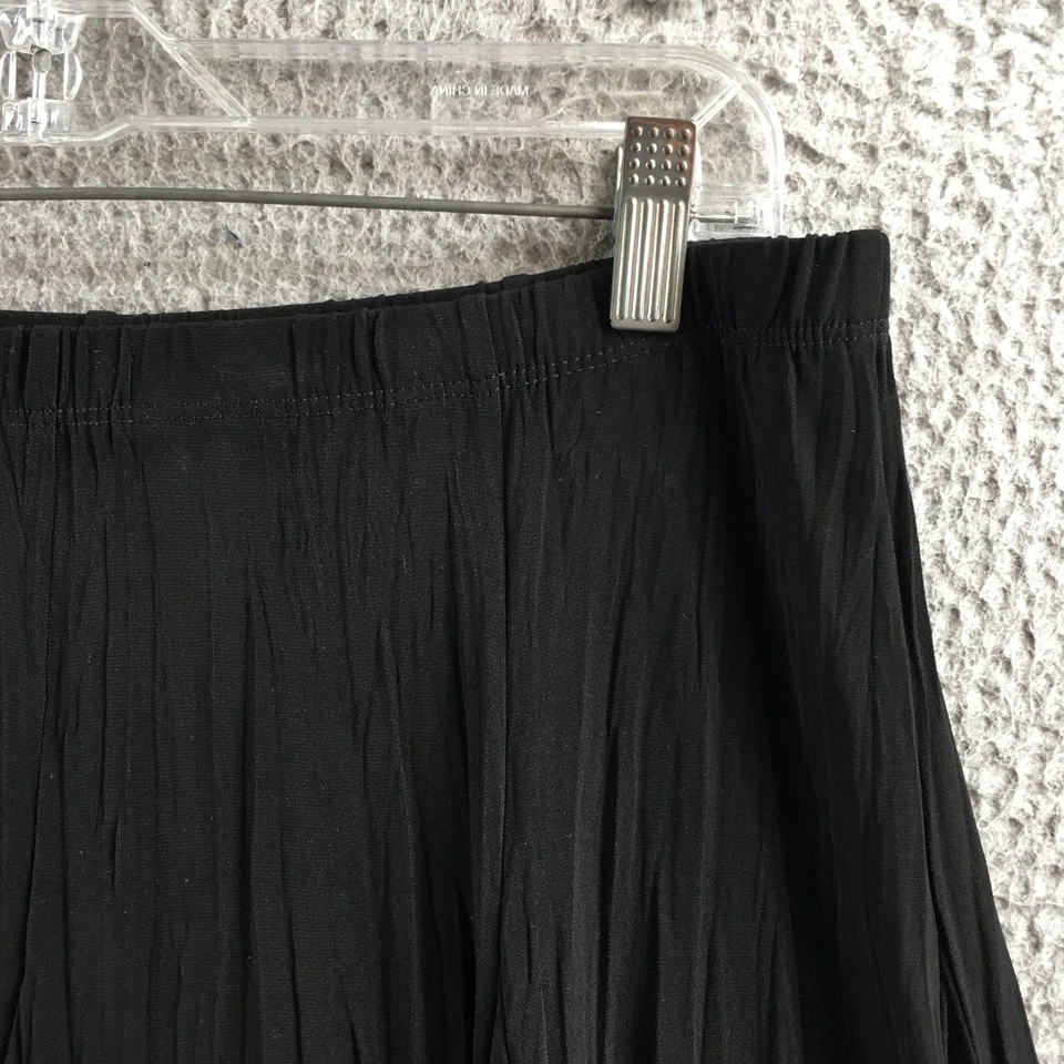 Chicos Pleated Midi Skirt Women 1 Black Elastic Waistband Pull On Stretch Casual - Image 4 of 4