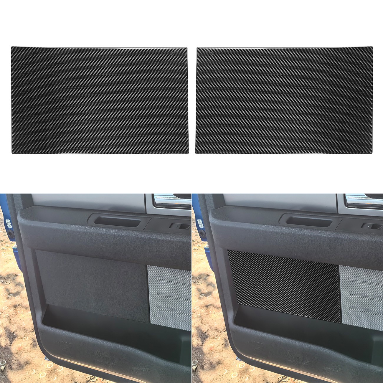 2Pcs Carbon Fiber Interior Rear Door Panel Cover For Ford F150 Raptor 2009-2014