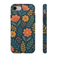 Vibrant Floral Navy Phone Case   Bold Modern Botanical Pattern