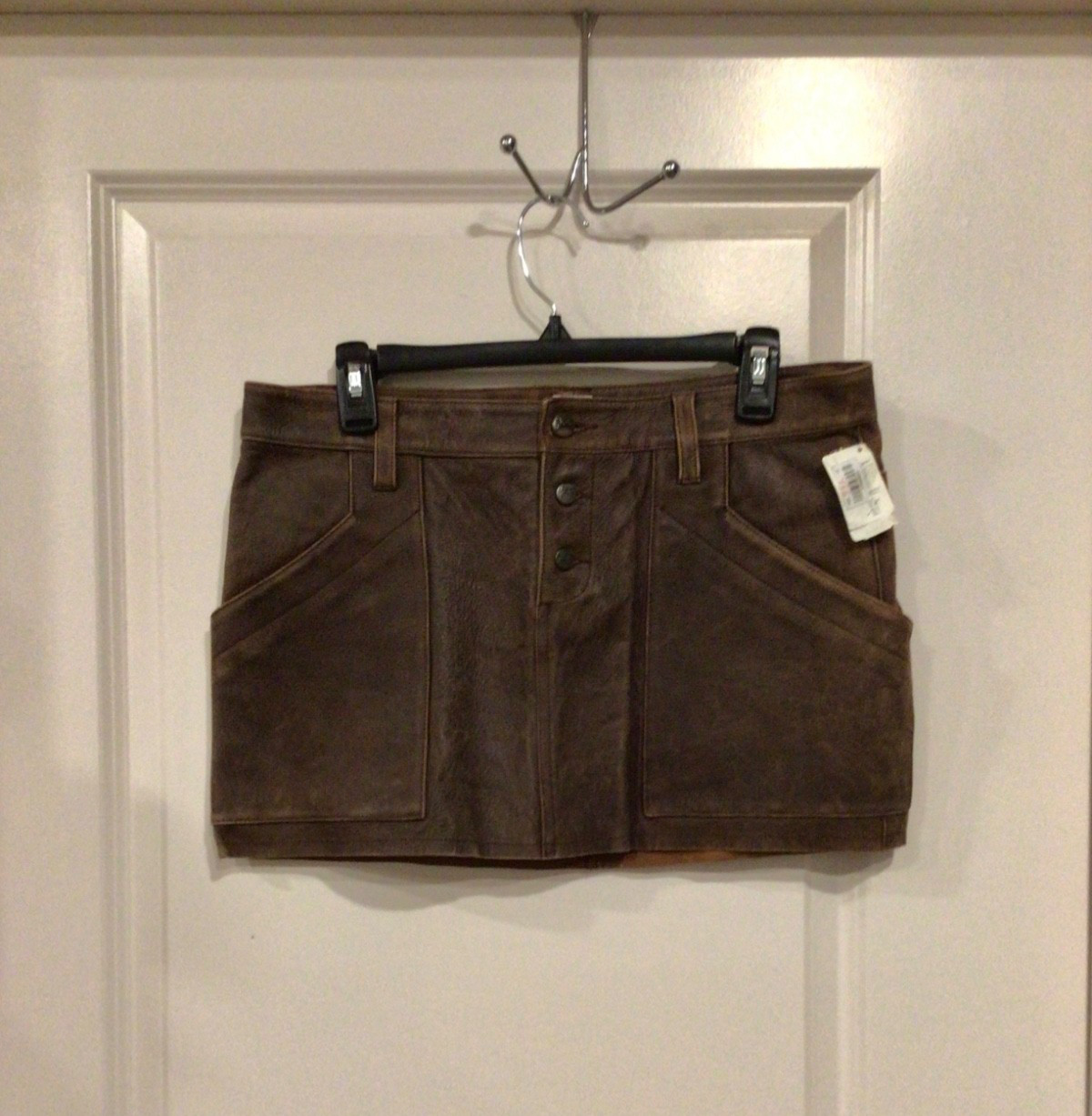 Joie women's vintage brown leather mini skirt