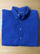 Polo Ralph Lauren Blake Blue Plaid Long Sleeve Button Shirt Mens Large vtg