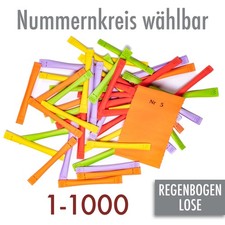 50 Regenbogenlose Tombola Lose Tombolalose Gewinnlose Nummern von 1-1000 wählbar
