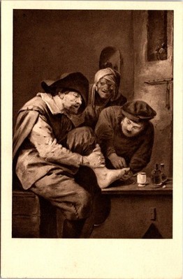Adriaen Brouwer Men Operation on Foot Artwork Postcard E109