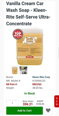 #ad KLEEN RITE Vanilla Creme High Pressure Soap White Foaming amp; Vanilla Scented $50.00