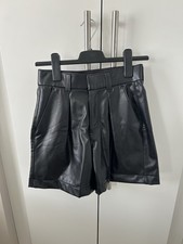 Abercrombie & Fitch Women's Black Vegan Leather Tailored Shorts Size XS UK8 £65