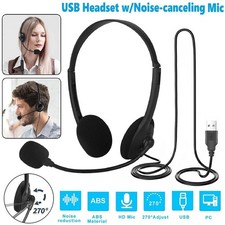 UK USB Headset Headphones Wired with Microphone MIC for Call PC Computer Laptop
