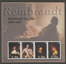 SAINT KITTS 2003 REMBRANDT ART SHEETLET. MINT NEVER HINGED