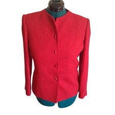Kasper  Company ASL Size 6 Red Metallic Tweed Blazer Holiday Jacket