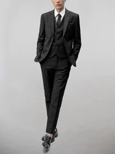 48R Black 3 PCS Suit Set for Men Formal Wedding and for every other occasion