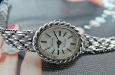 VENTORA 0.925 Sterling Silver Linen Dial Ladies Vintage Watch